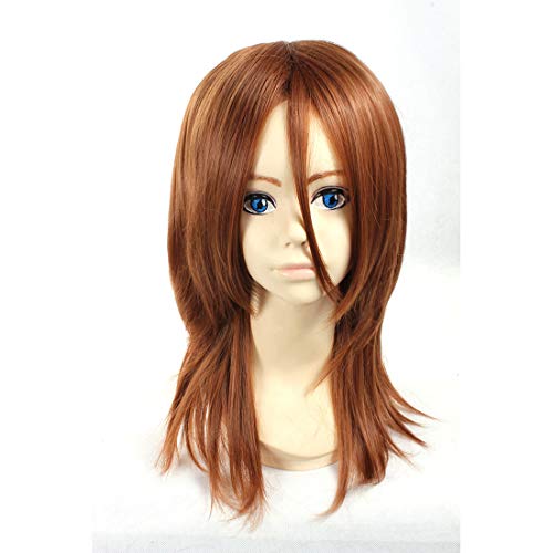 HOOLAZA Dunkelbraune Perücke Mittel Dunkelbraun Gerade Perücke Samen Lockon Stratos Bleach Coyote Starrk für die Halloween Party Cosplay Perücken(EINWEG) von HOOLAZA