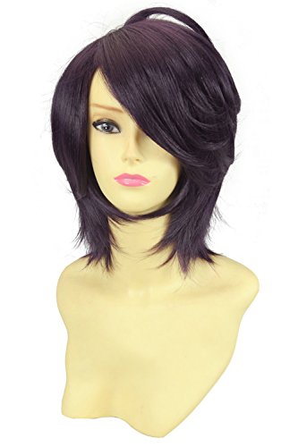 HOOLAZA Dunkelviolett Kurze Gerade Fringe Leicht Nach Innen Lockiges Haar Schwanz Cosplay Perücke Brüder Konflikt Asahina Azusa Cosplay Perücke(EINWEG) von HOOLAZA