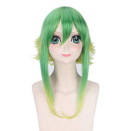 HOOLAZA Farbverlauf Grün Medium Gerade Lockiges Haar Schwanz Cosplay Perücke Vocaloid Camellia Gumi Cosplay Perücke von HOOLAZA