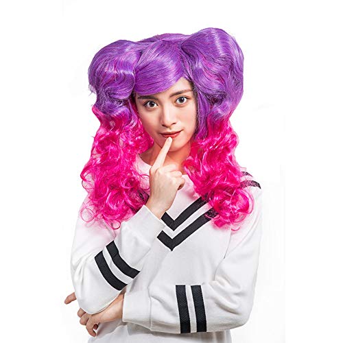 HOOLAZA Frauen lange große lockige Pony Cosplay Perücke Multi Color Perücke für Cosplay Halloween Christmas Party von HOOLAZA