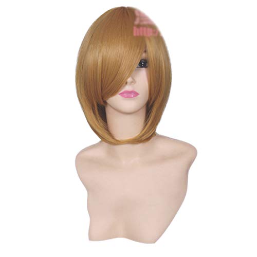 HOOLAZA Goldene Kurze Gerade Bangss Nach Innen Lockiges Haar Schwanz Cosplay Perücke Prince the Ripper Belphegor Cosplay Perücke(EINWEG) von HOOLAZA