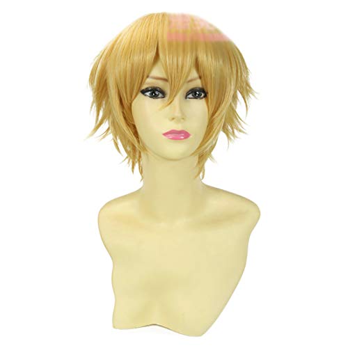 HOOLAZA Goldene Kurze Gerade Schwanz Anti Warping Cosplay Perücke Kostenlose Ewige Sommer Hazuki Nagisa Cosplay Perücke(EINWEG) von HOOLAZA