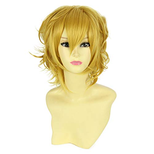 HOOLAZA Goldene Kurze Lockige Gewellte Cosplay Perücke Karneval Yogi Cosplay Perücke(EINWEG) von HOOLAZA