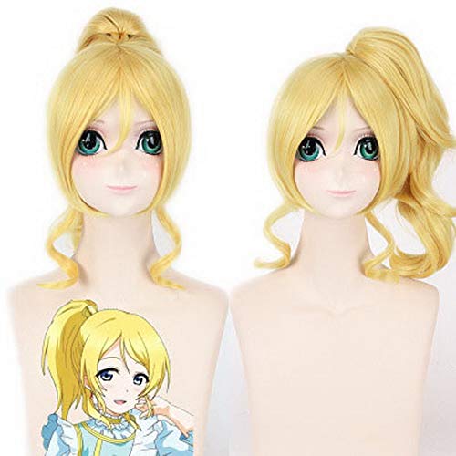 HOOLAZA Goldene Lange Gerade Perücke 45 Cm Liebe Live Eli Ayase Cosplay Perücke von HOOLAZA