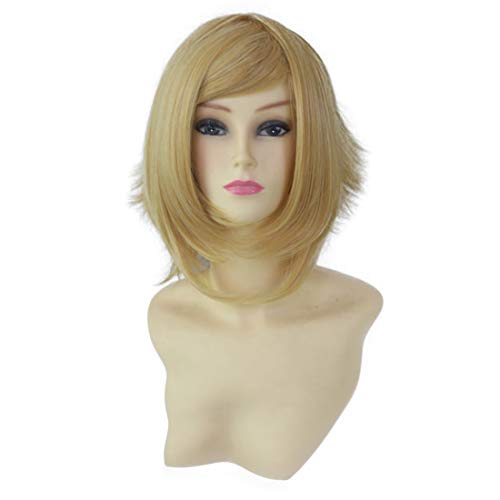 HOOLAZA Goldene Mittlere Gerade Fringe Leicht Nach Innen Lockiges Haar Schwanz Cosplay Perücke 30 Cm Vocaloid Kagamine Len Cosplay Perücke(EINWEG) von HOOLAZA