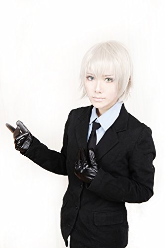 HOOLAZA Grau Weiß Kurze Gerade Pony Leichte Schwanz Anti Warping Cosplay Perücke Inu Boku SS Miketsukami Soushi Cosplay Perücke(EINWEG) von HOOLAZA