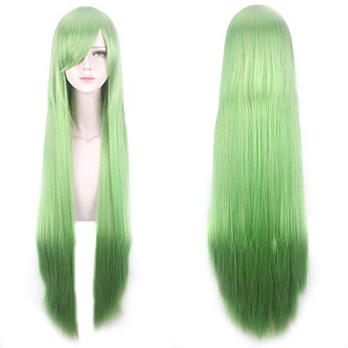 HOOLAZA Grüne Lange Gerade Pony Perücke 100 Cm Xiao Lu Cosplay Perücke von HOOLAZA