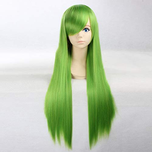 HOOLAZA Grüne extralange gerade Perücke Cc Elisabetta die sieben Schwestern TouHou Projekt Cirno Kagiyama Hina für die Halloween-Party-Cosplay-Perücken(EINWEG) von HOOLAZA