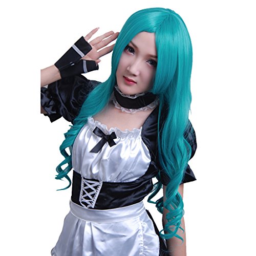 HOOLAZA Grüne lange lockige gewellte Cosplay Perücke Matrose Neptune Kaiou Michiru Cosplay Perücke(EINWEG) von HOOLAZA