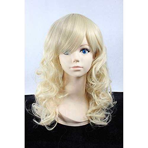 HOOLAZA Hellblondes langes Lockiges mit Ponyperücke Harajuku Style Lolita für die Halloween-Party Cosplay und Daily Life Perücken(EINWEG) von HOOLAZA