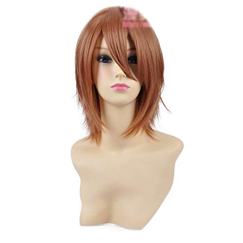 HOOLAZA Hellbraun Medium Layered Gerade Kurzhaar Cosplay Perücke Mehrzweck Cosplay Perücke(EINWEG) von HOOLAZA