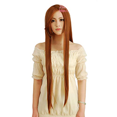 HOOLAZA Hellbraune Lange Gerade Fransen Cosplay Perücke 100 Cm Okami San und Ihre Sieben Gefährten Ookami Ryoko Cosplay Perücke(EINWEG) von HOOLAZA