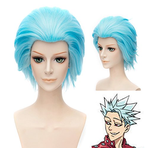 HOOLAZA Ice Blue Short Leichte, flauschige Perücke Fox's Sin of Greed Cosplay Perücke von HOOLAZA