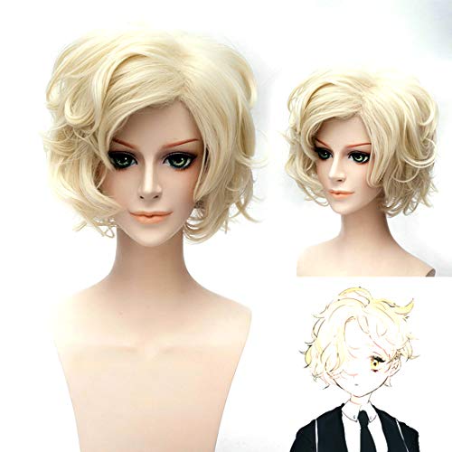 HOOLAZA Licht Goldene Kurze Flauschige Lockige Perücke Touken Ranbu Online Cosplay Perücke von HOOLAZA
