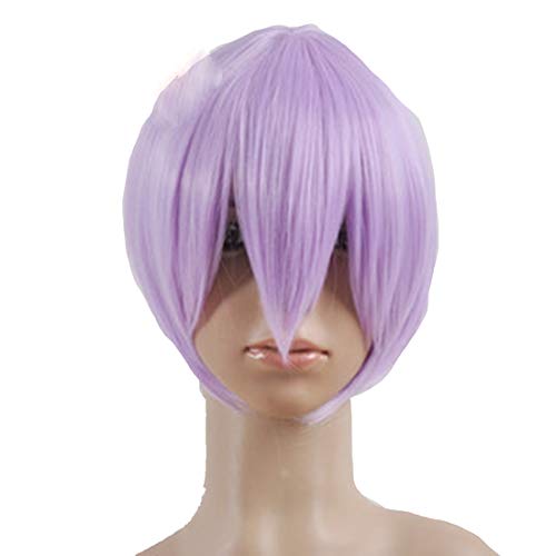 HOOLAZA Licht Lila Kurze Gerade Cosplay Perücke Glücksstern Glück Hiiragi Tsukasa Cosplay Perücke(EINWEG) von HOOLAZA