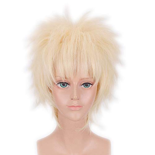 HOOLAZA Light Golden Kurze Leichte Flauschige Perücke 35 Cm My Hero Academia Bakugou Katsuki Cosplay Perücke von HOOLAZA