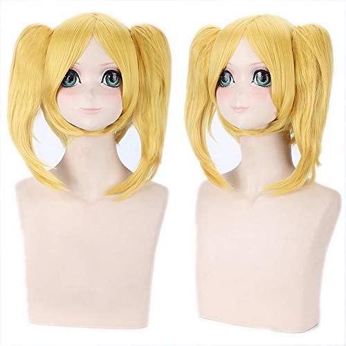 HOOLAZA Light Golden Medium Glatt Pony Leicht nach innen gelocktes Haar Schwanz mit 2 Clip in Pferdeschwanz Perücke Vocaloid Kagamine Rin Cosplay Perücke von HOOLAZA
