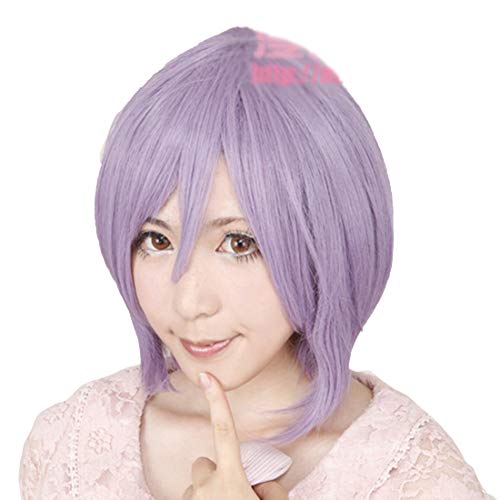HOOLAZA Light Purple Kurze Gerade Cosplay Perücke Nagato Yuki Muroi Seishin Cosplay Perücke(EINWEG) von HOOLAZA