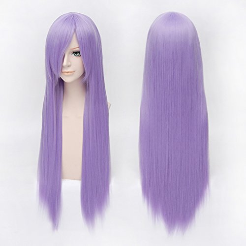 HOOLAZA Light Purple Long Straight mit Ponyperücke 80Cm Night Wizard Reisen Udongein Inaba Cosplay Perücke (EINWEG) von HOOLAZA