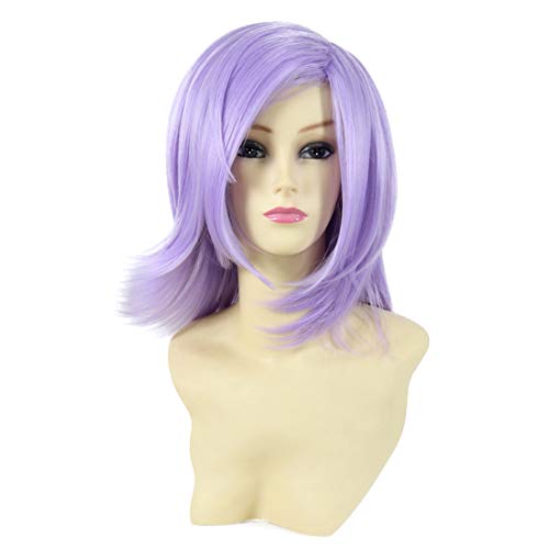 HOOLAZA Light Purple Mittlerer gerader Schwanz Anti Warping Cosplay Perücke 35cm Un Go Cosplay Perücke(EINWEG) von HOOLAZA