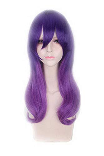 HOOLAZA Lila Farbverlauf Farbe Mittlere lockige gewellte Perücke 60 cm Watashi Ga Motete DousundaCosplay Perücke von HOOLAZA
