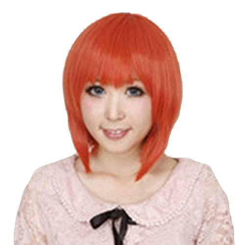 HOOLAZA Orange Kurze Gerade mit Pony Cosplay Perücke Gintama Kagura Leader Briefers Rock Burifu Hitman Reborn Irie Shouichi Cosplay Perücke(EINWEG) von HOOLAZA