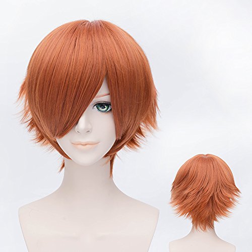 HOOLAZA Orange Kurze Leichte Flauschige Schwanz Anti Warping Perücke 30 Cm Mehrzweck Cosplay Perücke(EINWEG) von HOOLAZA