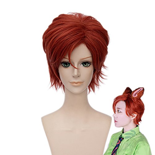 HOOLAZA Orange Kurze Leichte Flauschige Tail Anti Warping Perücke 30 Cm Nick Wilde Personifizierung Cosplay Perücke(EINWEG) von HOOLAZA