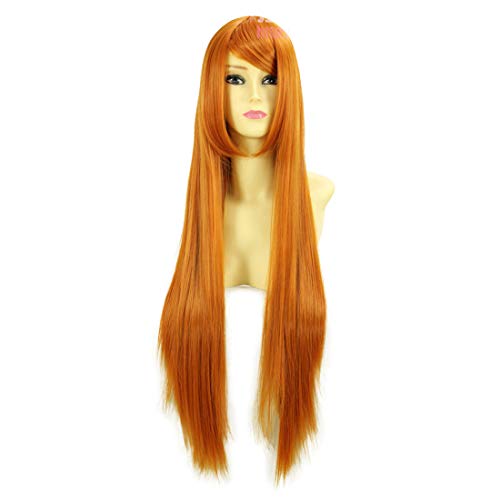 HOOLAZA Orange Lange Gerade Cosplay Perücke Neon Genesis Evangelion Eva Asuka Langley Soryu Inoue Orihime Cosplay Perücke(EINWEG) von HOOLAZA