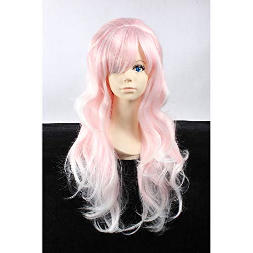 HOOLAZA Pinke Long Curly Big Wave mit Ponyperücke Harajuku Style Lolita für die Halloween-Party Cosplay und Daily Life Perücken(EINWEG) von HOOLAZA