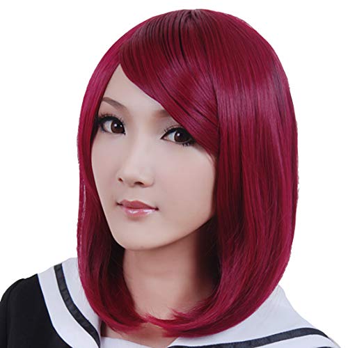 HOOLAZA Purplish Red Medium Gerade Cosplay Perücke Japanische Harajuku Lolita Stil Tägliche Mehrzweck Cosplay Perücke(EINWEG) von HOOLAZA