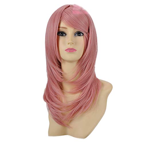 HOOLAZA Rauch Rosa Lange Lockige Wellenförmige Nach Innen Lockiges Haar Schwanz Cosplay Perücke Vampire Knight Kuran Yuki Cosplay Perücke(EINWEG) von HOOLAZA