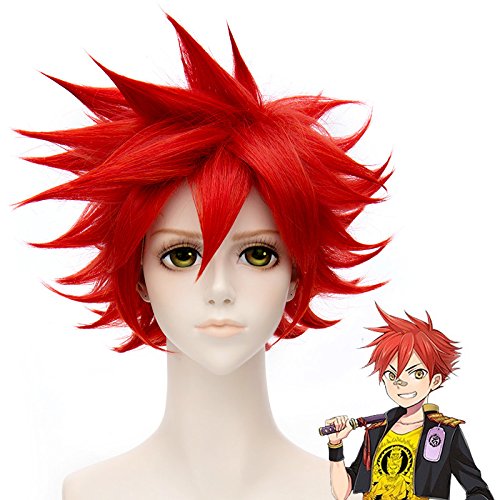 HOOLAZA Red Short Fluffy Schwanz Anti Warping Perücke 30cm Touken Ranbu Aizen Kunitoshi Cosplay Perücke (EINWEG) von HOOLAZA