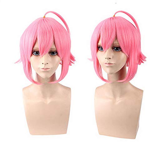 HOOLAZA Rosa Kurze Gerade Pony Leichte Schwanz Anti Warping Perücke 35 Cm Ensemble Sterne Tori Himemiya Cosplay Perücke von HOOLAZA