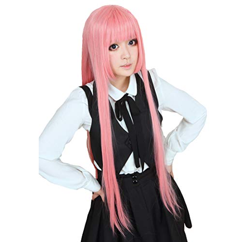 HOOLAZA Rosa Lange Gerade mit Pony Cosplay Perücke Vocaloid Magnet Ruka Hitman Reborn Bianchi Bianki Cosplay Perücke(EINWEG) von HOOLAZA