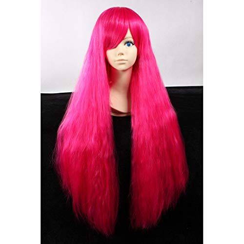HOOLAZA Rose Red Long Flauschig mit Ponyperücke Harajuku Style für die Halloween Party Cosplay Perücken(EINWEG) von HOOLAZA