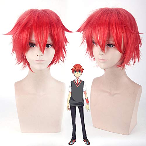 HOOLAZA Rot Kurze Leichte Flauschige Pony Schwanz Anti Warping Perücke 35 Cm SSSS.GRIDMAN Hibiki Yuta Cosplay Perücke von HOOLAZA