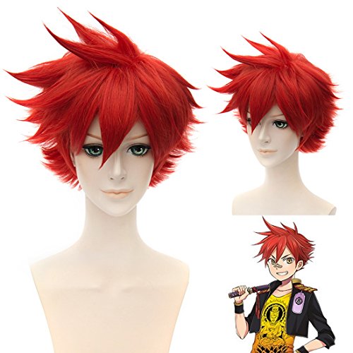 HOOLAZA Rote, kurze, flauschige Schwanz Anti-Warping-Perücke Touken Ranbu Online Aizen Kunitoshi Cosplay Perücke von HOOLAZA