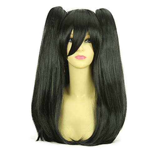 HOOLAZA Schwarz Lange Gerade Bangswith 2 Pferdeschwänze Cosplay Perücke Lolita Stil Nette Mehrzweck Cosplay Perücke(EINWEG) von Rateh