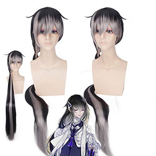 HOOLAZA Schwarz und Grau Gemischt Lange Gerade Perücke 130 Cm Juuzumaru Tsunetsugu Cosplay Perücke von HOOLAZA