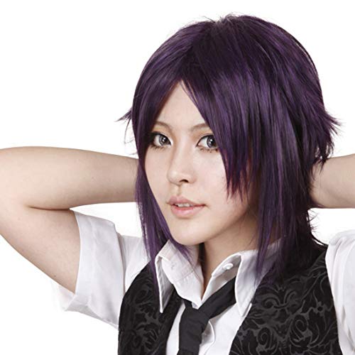 HOOLAZA Schwarz und Lila Gemischte Farbe Kurzer Mittelscheitel Schwanz Anti Warping Cosplay Perücke Hiiro Keine Kakera Atori Mahiro Cosplay Perücke(EINWEG) von HOOLAZA