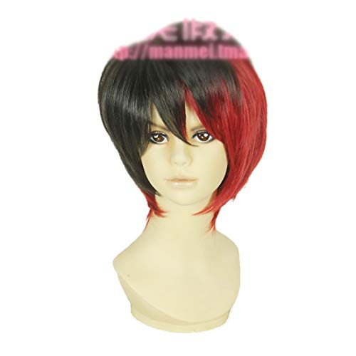 HOOLAZA Schwarz und Rot gemischt kurze gerade Cosplay Perücke Weihnachten Harajuku tägliche Teenager Cosplay Perücke(EINWEG) von HOOLAZA