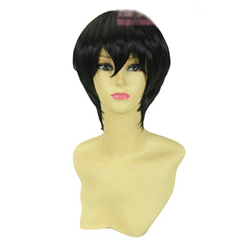 HOOLAZA Schwarze Kurze Gerade Cosplay Perücke Kostenlose Ewige Sommer Nanase Haruka Cosplay Perücke(EINWEG) von HOOLAZA