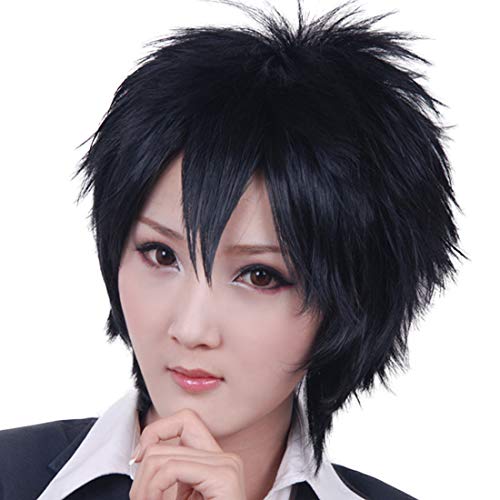 HOOLAZA Schwarze Kurze Verdicken Leicht Flauschigen Schwanz Anti Warping Cosplay Perücke Schicksal Null Emiya Kiritsugu Kerry Modellierung Cosplay Perücke(EINWEG) von HOOLAZA