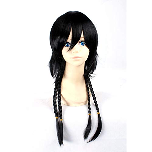 HOOLAZA Schwarze kurze geflochtene Perücke Hitman Reborn Ranbo Nach 20 Jahren für die Halloween-Party Cosplay Perücken(EINWEG) von HOOLAZA