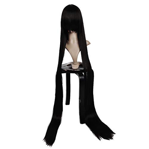 HOOLAZA Schwarze lange gerade schräge Pony Cosplay Perücke 130cm Cosplay Perücke(EINWEG) von HOOLAZA