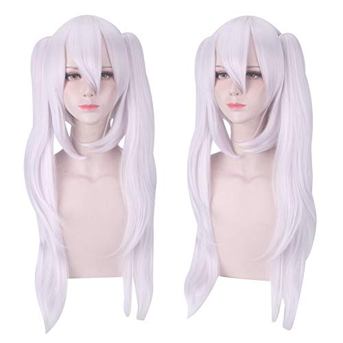 HOOLAZA Silber Rosa Lange Leichte Lockige Pony mit 2 Clip in Pferdeschwanz Perücke 65 Cm Kantai Collection Cosplay Perücke von HOOLAZA