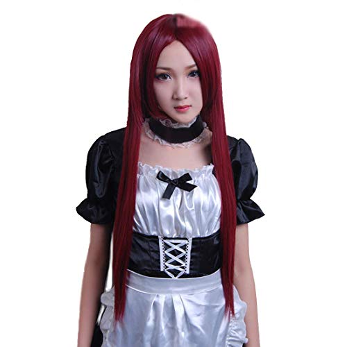 HOOLAZA Weinrot Lange Gerade Cosplay Perücke 80 Cm Steins Tor Makise Kurisu Christina Cosplay Perücke(EINWEG) von HOOLAZA