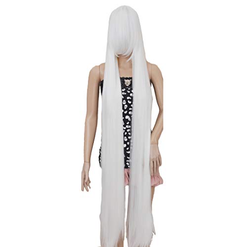 HOOLAZA Weiße lange gerade Cosplay Perücke 130cm Cosplay Perücke(EINWEG) von HOOLAZA
