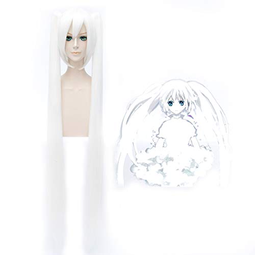 HOOLAZA Weiße lange gerade Pony mit 2 Pferdeschwanz Perücke Vocaloid Hatsune Miku Cosplay Perücke von HOOLAZA